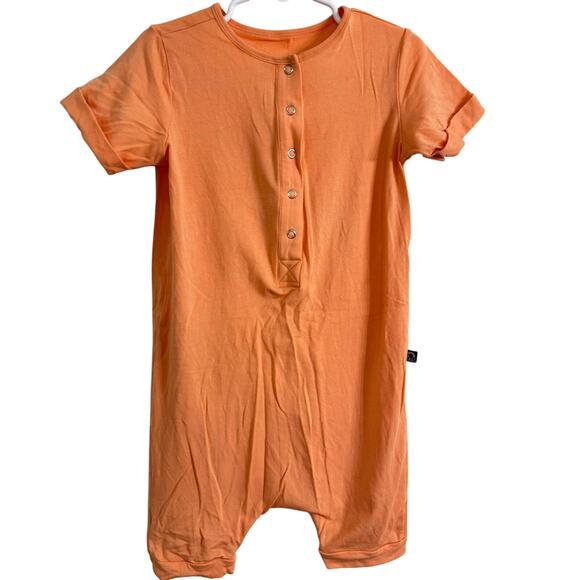 Rags Short Sleeve Henley Short Essentials Rag Romper OrangeSize 5/6 - Picture 1 of 4